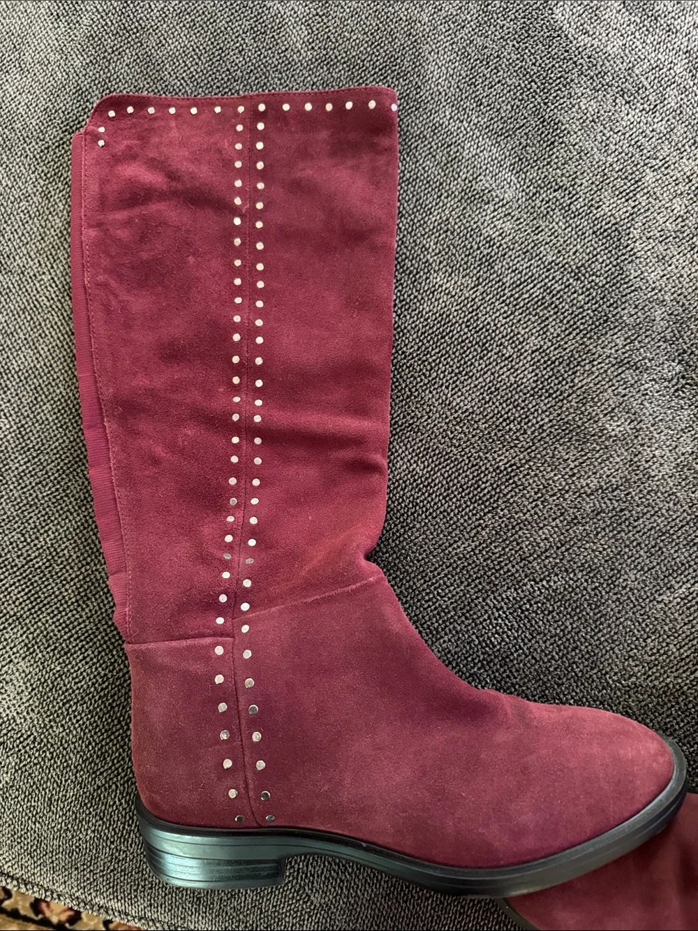 Women's Tall Suede Studded Boot - Burgundy